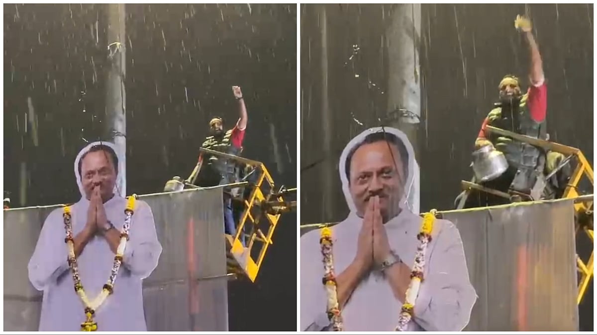 WATCH: NCP Workers Perform Milk Offering On 30-Foot Ajit Pawar Cutout At Midnight In Pune; Video Goes Viral