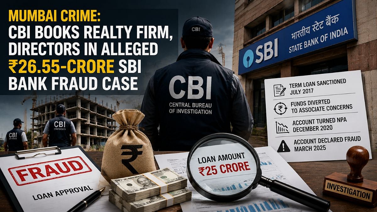 Mumbai Crime: CBI Books Realty Firm, Directors In Alleged ₹26.55-Crore SBI Bank Fraud Case