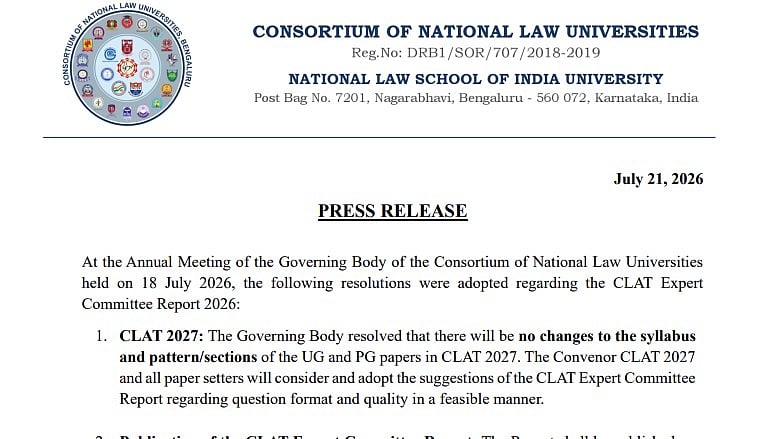 CLAT 2027: Ug & PG Syllabus, Exam Pattern To Remain Unchanged; Changes Considered For CLAT 2028
