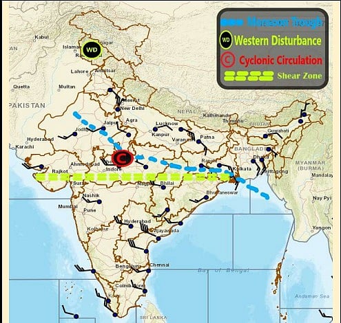 Weather systems affecting Madhya Pradesh at present 