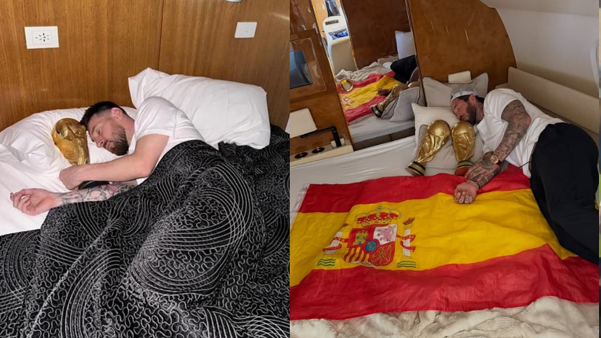 Sergio Ramos Recreates Lionel Messi's Iconic World Cup Trophy Bed Photo After Spain's FIFA Triumph | Video