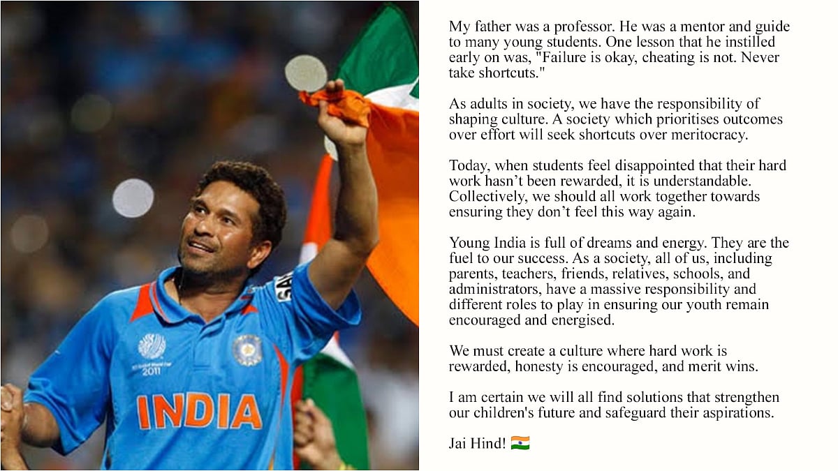 'Cheating Is Not Okay': Sachin Tendulkar Shares Heartfelt Message Amid Students' Protest, Calls For Honesty And Merit