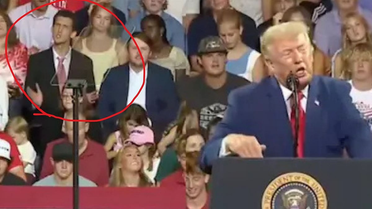 WATCH! Trump Rally Attendee Goes Viral After Appearing To Mimic President’s Every Move During Georgia Speech