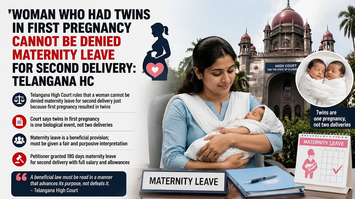 'Woman Who Had Twins In First Pregnancy Cannot Be Denied Maternity Leave For Second Delivery': Telangana HC