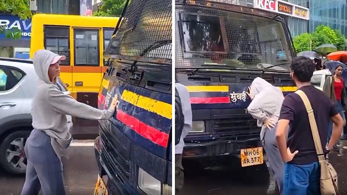 'Courage Of Mumbai': Woman Blocks Police Van, Allegedly Frees Demonstrators During Student Protest In Dadar; Sena UBT's Sanjay Raut Shares Video