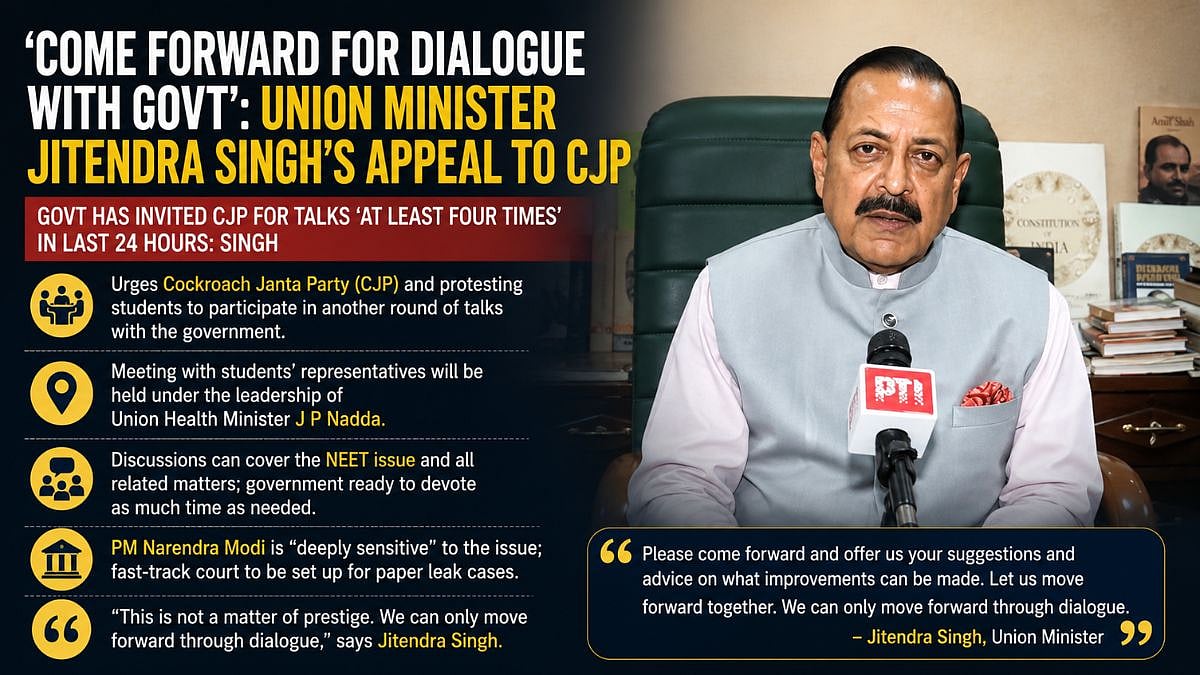 'Come Forward For Dialogue With Government': Union Minister Jitendra Singh Appeals To CJP Over Student Protests | VIDEO