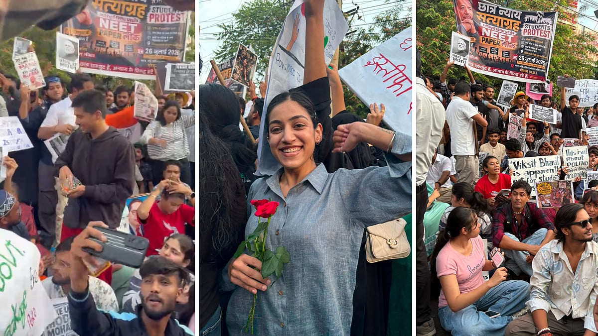 NEET Paper Leak Protest: Melody Toffee, Roses & 'Gandhi Ji Ko Revive Karo...' Gen-Z's Satirical Protest In Bhopal Draws Spotlight— VIDEO