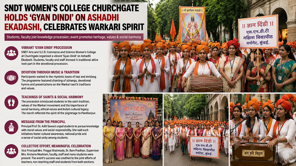SNDT Women's College Celebrates Ashadhi Ekadashi With Vibrant 'Gyan Dindi' Knowledge Procession At Churchgate
