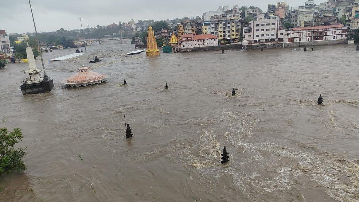 Heavy Rains Batter Nashik; Godavari Crosses Danger Mark As Gangapur Dam Nears Full Capacity