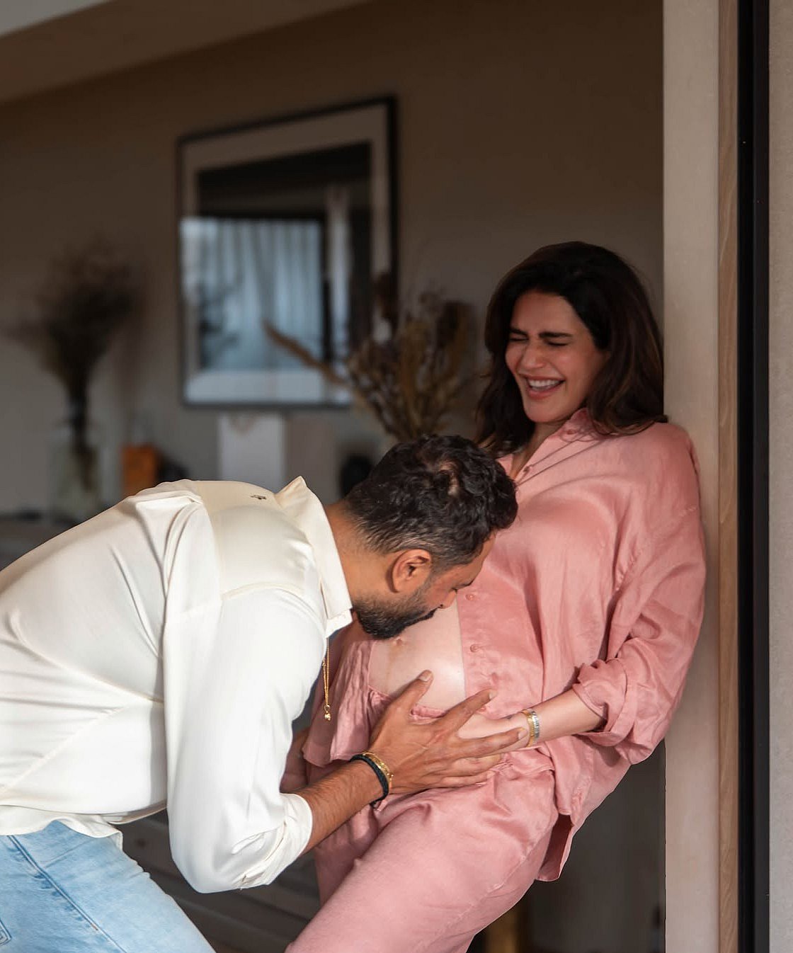 Pregnant Karishma Tanna's Husband Varun Bangera Kisses Her Baby Bump In Romantic Maternity Photoshoot: Check Out