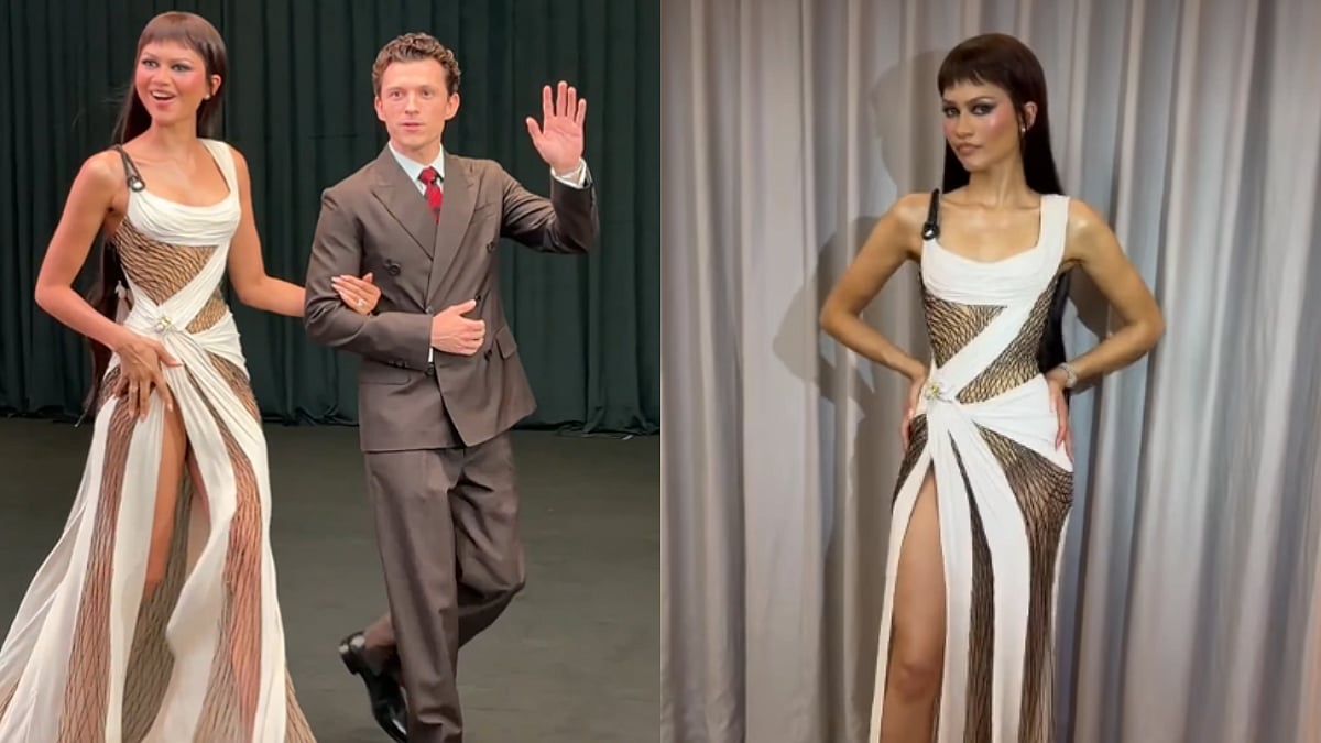 WATCH: Zendaya Stuns In 10-Year-Old Archival Spiderweb Gown With Daring Thigh-High Slit At Spider-Man Shanghai Event