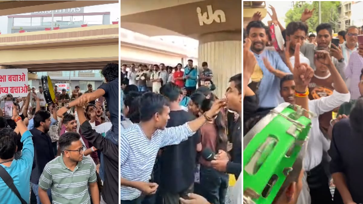 Indore Student Protestors Celebrate, Distribute Sweets After Union Education Minister Dharmendra Pardhan Resigns | VIDEO
