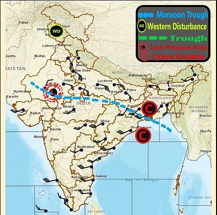 Weather systems affecting Madhya Pradesh at present