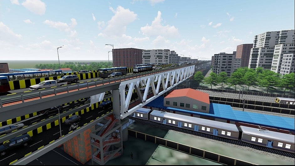3D image of Elphinstone double decker bridge