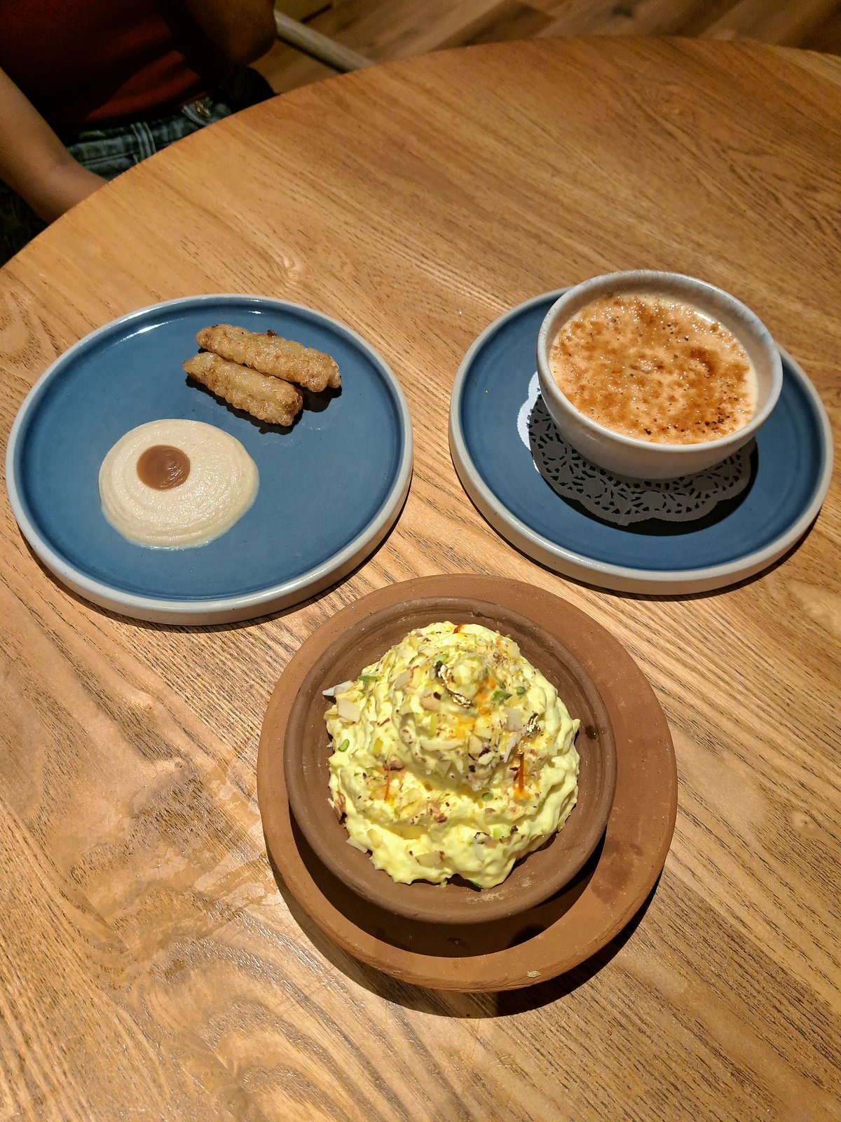 Apple Jalebi, Mishti Doi Crème Brûlée and Malaiyo