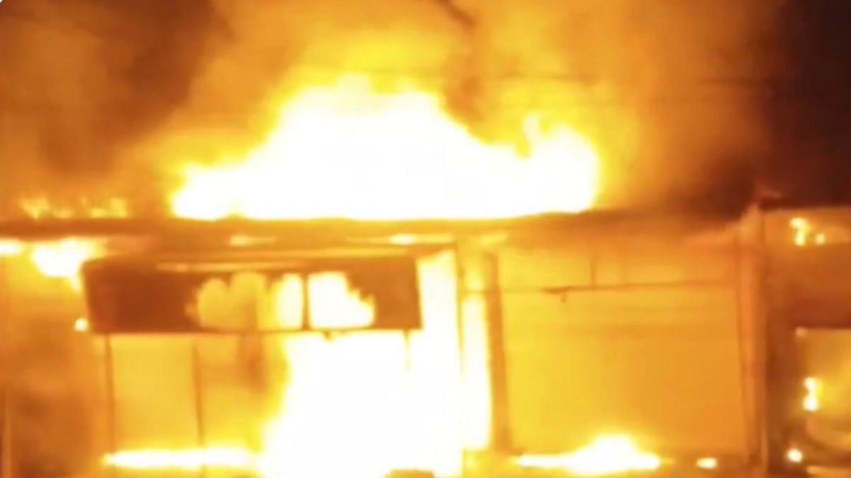Watch: Massive Fire Engulfs 4 Shops In Maharashtra's Washim; Firefighting Operations Underway