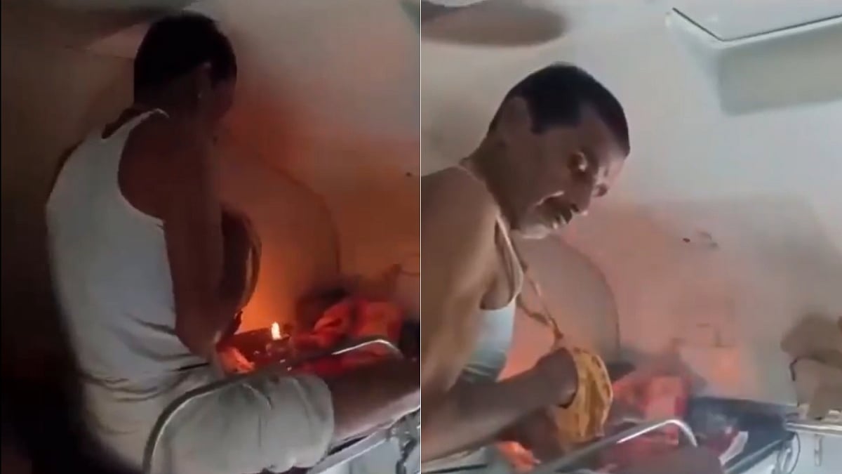 Viral Video Shows Passenger Performing Puja With Oil Lamp On AC Train Berth Despite Fire Hazard