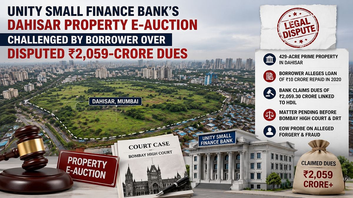 Unity Small Finance Bank's Dahisar Property E-Auction Challenged By Borrower Over Disputed ₹2,059-Crore Recovery Claim
