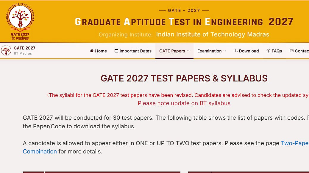 GATE 2027 Test Papers and Syllabus Revised; Check New Paper Codes, Pattern And Sections