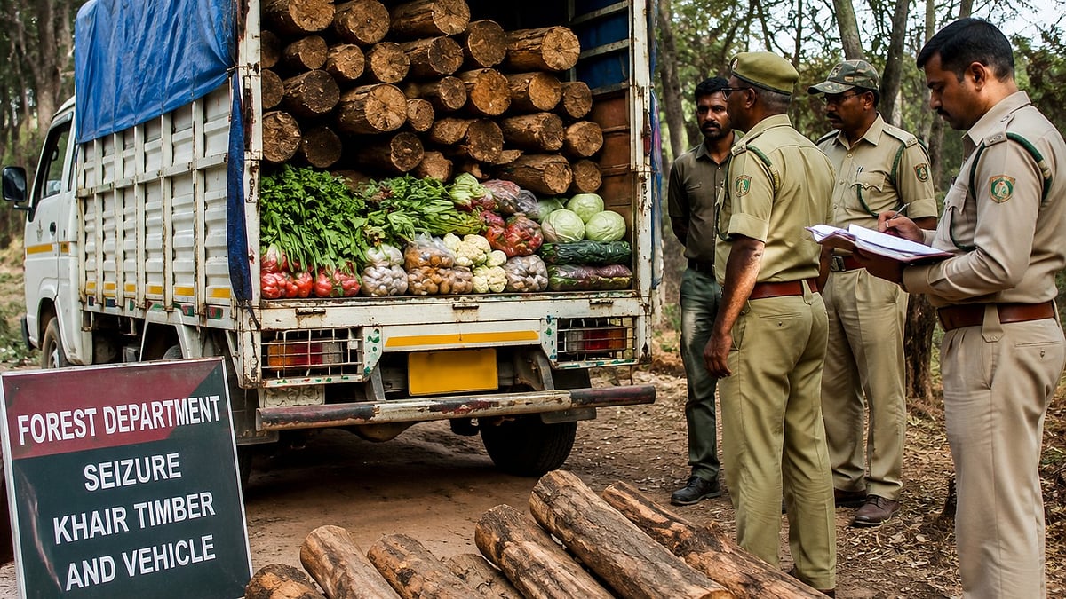 Vegetable-Laden Tempo Used To Smuggle Khair Timber; Forest Department Seizes Vehicle In Virar