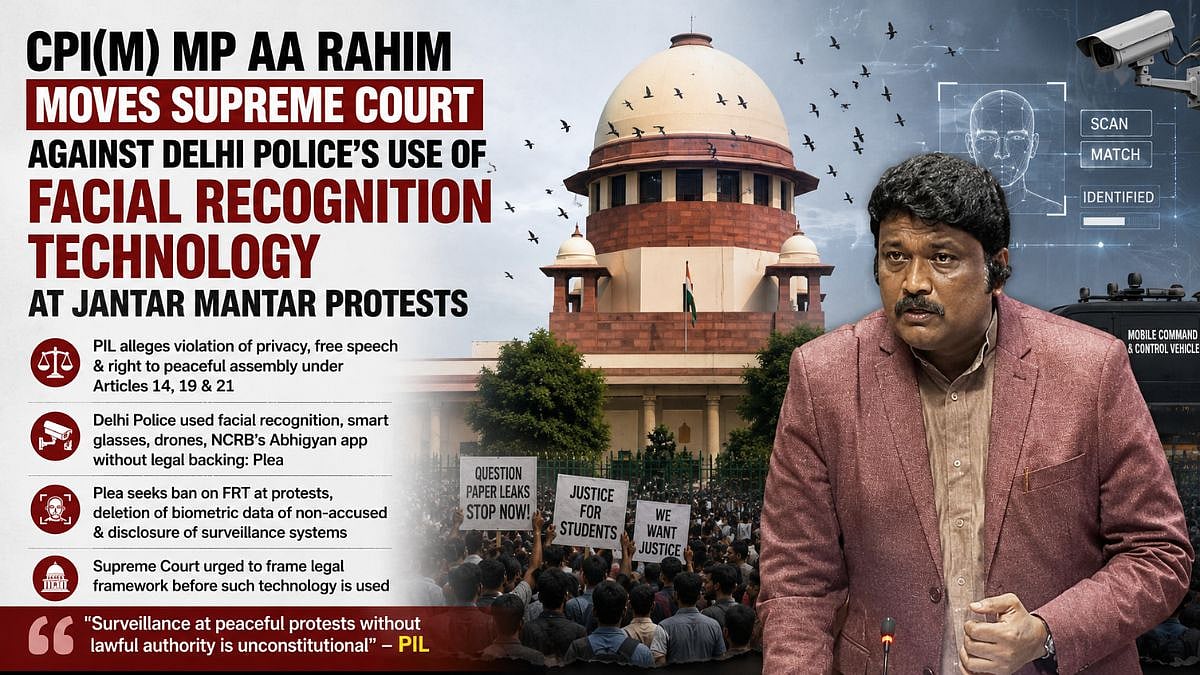CPI(M) MP AA Rahim Moves Supreme Court Against Delhi Police's Use Of Facial Recognition Technology At Jantar Mantar Protests