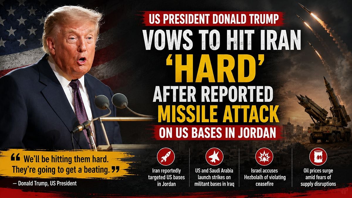 US President Donald Trump Vows To Hit Iran 'Hard' After Reported Missile Attack On US Bases In Jordan | VIDEO