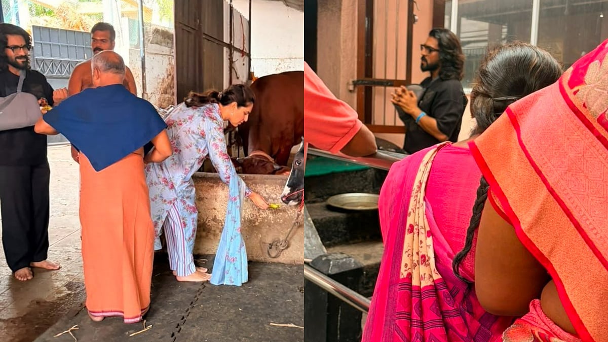 Ram Charan Visits Coimbatore Ayyappa Temple With Wife Upasana After Wrist Surgery; Inside Photos Go Viral
