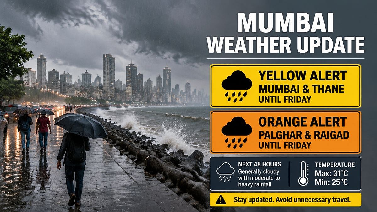 Mumbai Weather Update: IMD Issues Yellow Alert For City And Thane Until Friday; Orange Alert For Palghar & Raigad