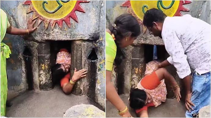 Arunachala Temple Tragedy: Video Of Woman Stuck In Moksha Margam Resurfaces After Devotee's Death - WATCH