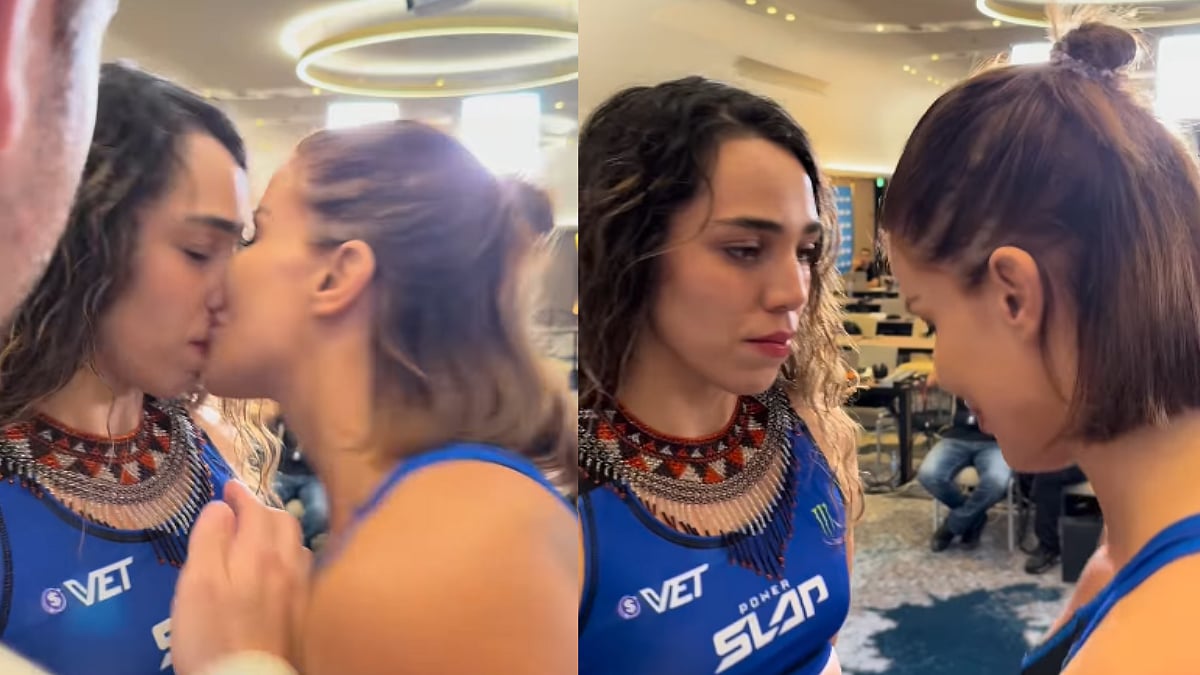 Bizarre! Sheena Bathory Kisses Abby Montes During Heated Power Slap Face-Off Ahead Of Title Fight | Video