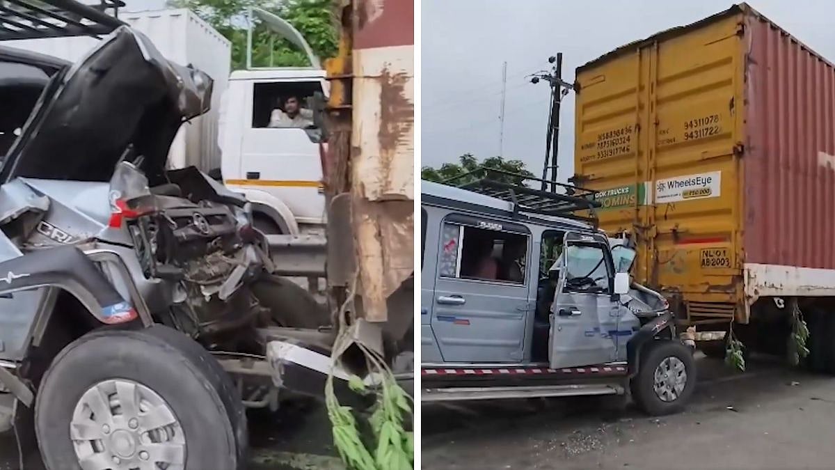 8 Injured As Trax Jeep Carrying Family Crashes Into Stationary Truck On Mumbai–Nashik Highway - VIDEO