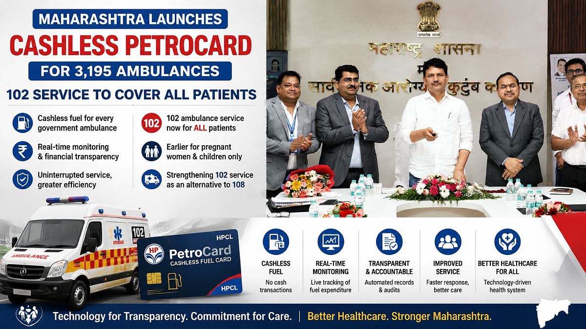 Maharashtra Govt Launches Cashless PetroCard For 3,195 Ambulances; 102 Service Expanded To All Patients