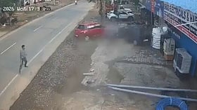 Speeding car crashes into tile showroom in Haryana’s Nuh; man dies, three injured