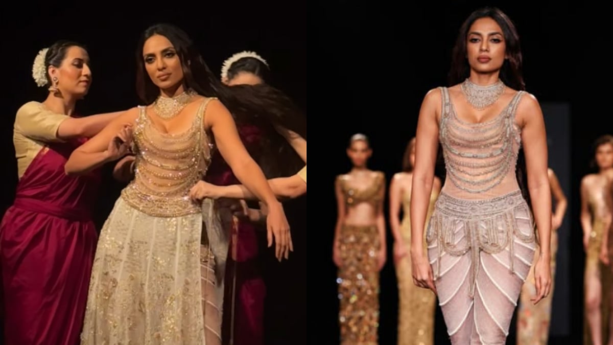 Sobhita Dhulipala Turns Into 'Goddess' For Closing Showcase At India Couture Week; Live Lehenga Draping On Ramp Steals The Show | WATCH