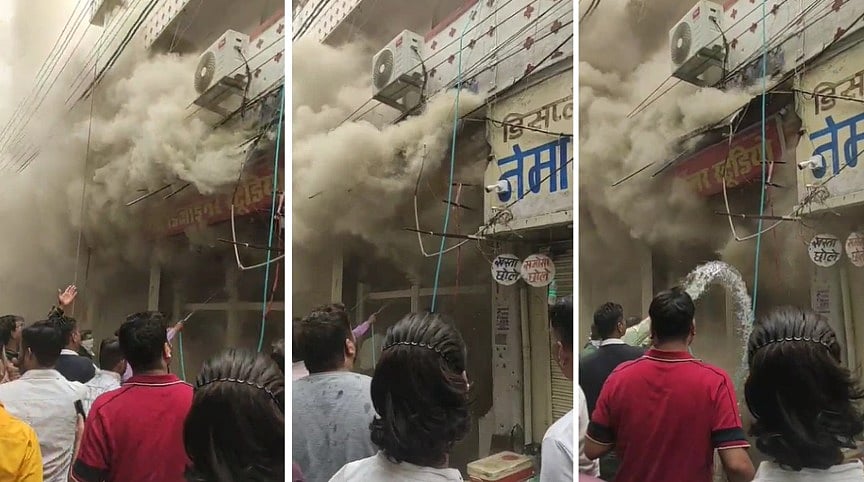 Fire Breaks Out At Local Shop In Bhopal's Chowk Bazaar; Smoke Triggers Panic | VIDEO