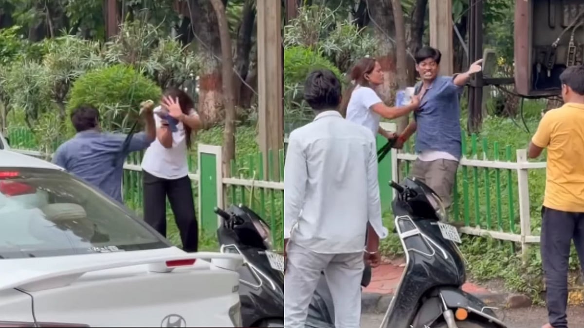 Shocking! Indore Man Assaults Wife With Belt In Public After Alleged Confrontation With Another Man - Watch Viral Video