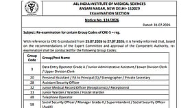 AIIMS announces CRE-5 re-examination for seven group codes in 2026