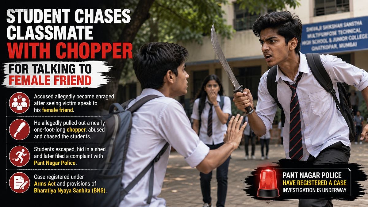 Mumbai Crime: Student Booked For Allegedly Chasing Classmate With Chopper Over Conversation With Female Friend In Ghatkopar