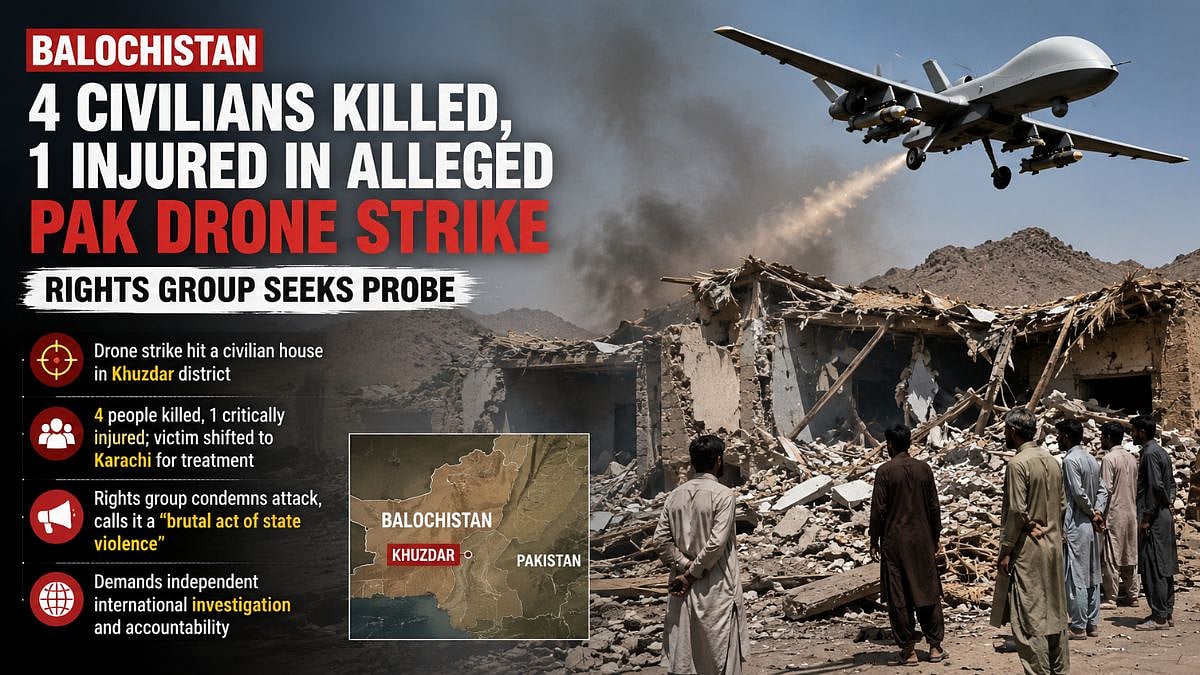 Pakistani Drone Strike: 4 Civilians Killed, 1 Injured In Alleged Attack On Balochistan's Khuzdar; Rights Group Seeks Probe