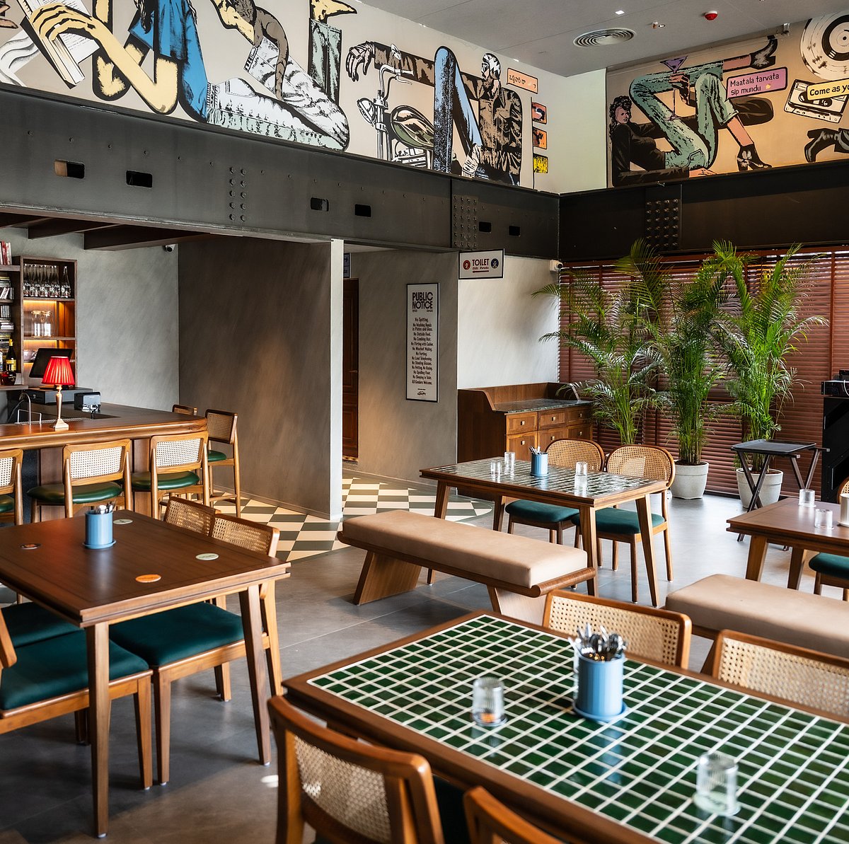 Bar Stormy interiors feature local art and warm lighting