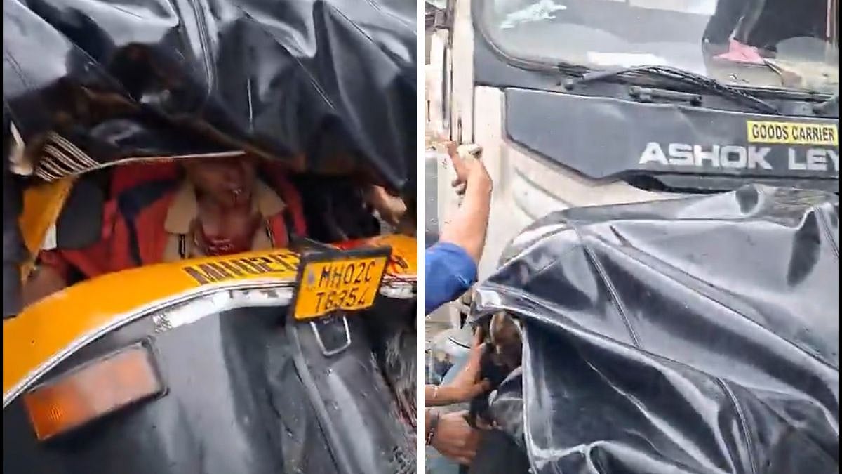 Speeding Dumper Crushes Auto Near Borivali's Sanjay Gandhi National Park; Woman Driver, Passenger Injured -VIDEO