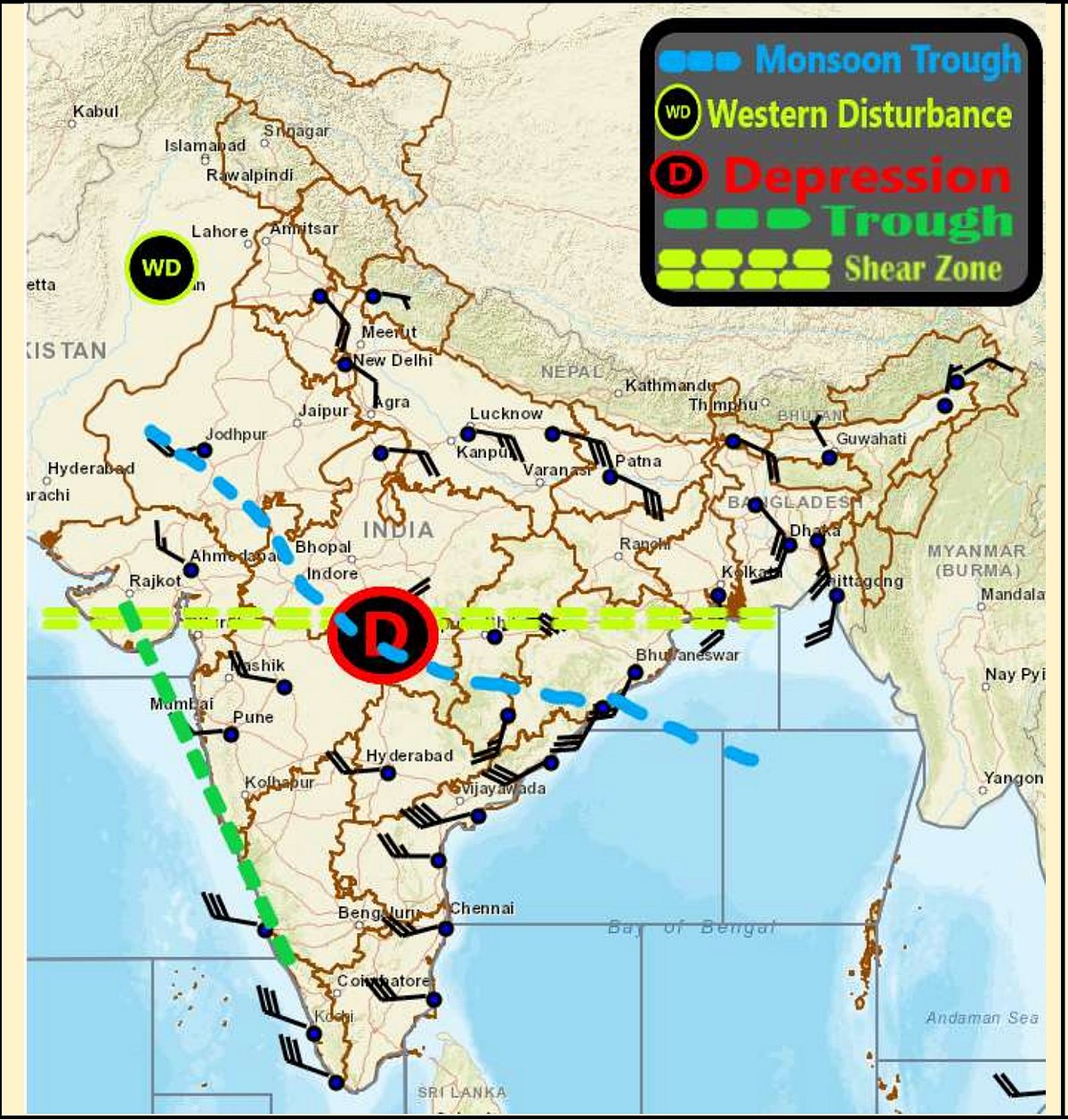 Weather systems affecting Madhya Pradesh at present 