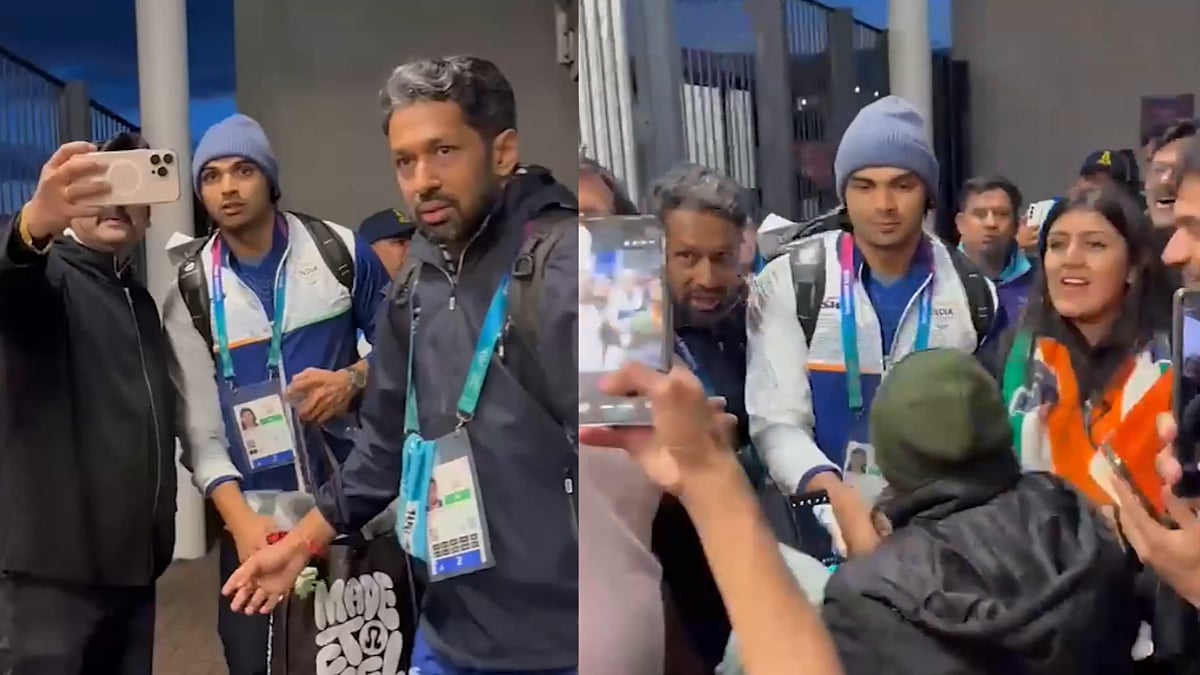 Indian Javelin Superstar Neeraj Chopra Mobbed By Fans After CWG 2026 Silver Medal Win In Glasgow | Video