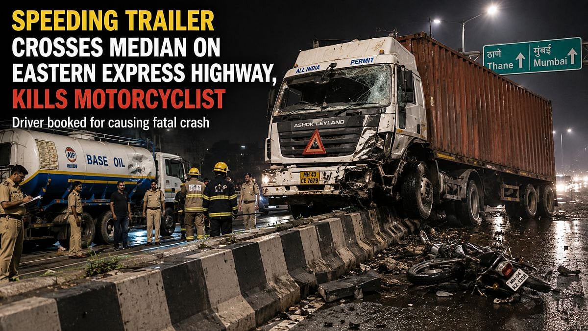 Mumbai Tragedy: 48-Year-Old Motorcyclist Killed After Speeding Trailer Crosses Median On Eastern Express Highway; Driver Booked