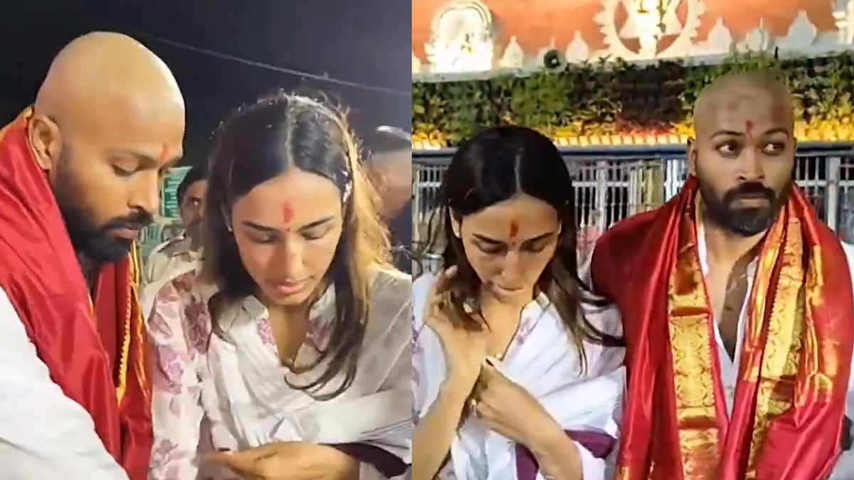 Hardik Pandya's Bald Makeover Sparks Frenzy As He Seeks Blessings With Mahieka Sharma At Sri Venkateswara Swamy Temple | Video