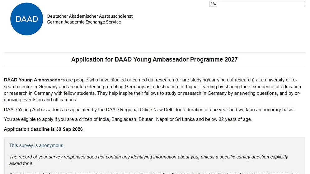 DAAD Young Ambassador Programme 2027: Applications Open For Indian Students, Young Professionals Can Apply Till September 30; Check Details Here