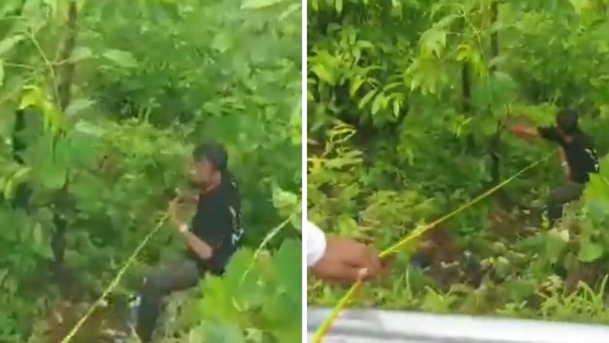 VIDEO: 2 Tourists Fall Into Valley After Rusted Railing Collapses At Palghar's Dabhosa Waterfall; Rescued Safely 