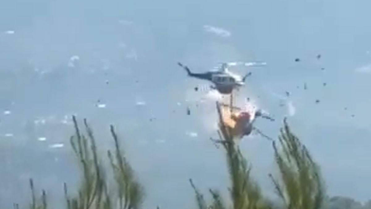 Midair Horror: Two Firefighting Helicopters Collide While Battling Massive Greece Wildfire, Rescue Operation Underway | Video