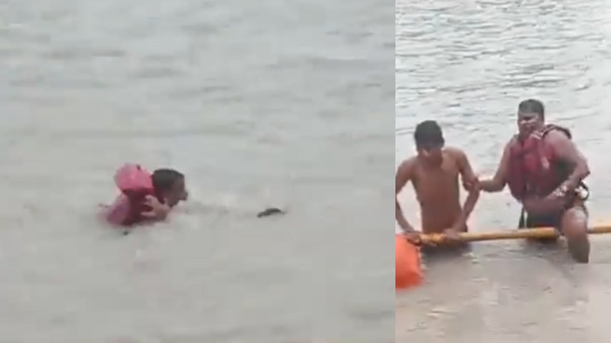 Water Police Rescue 2 Kanwariyas Drowning In Ganga At Har Ki Pauri - VIDEO