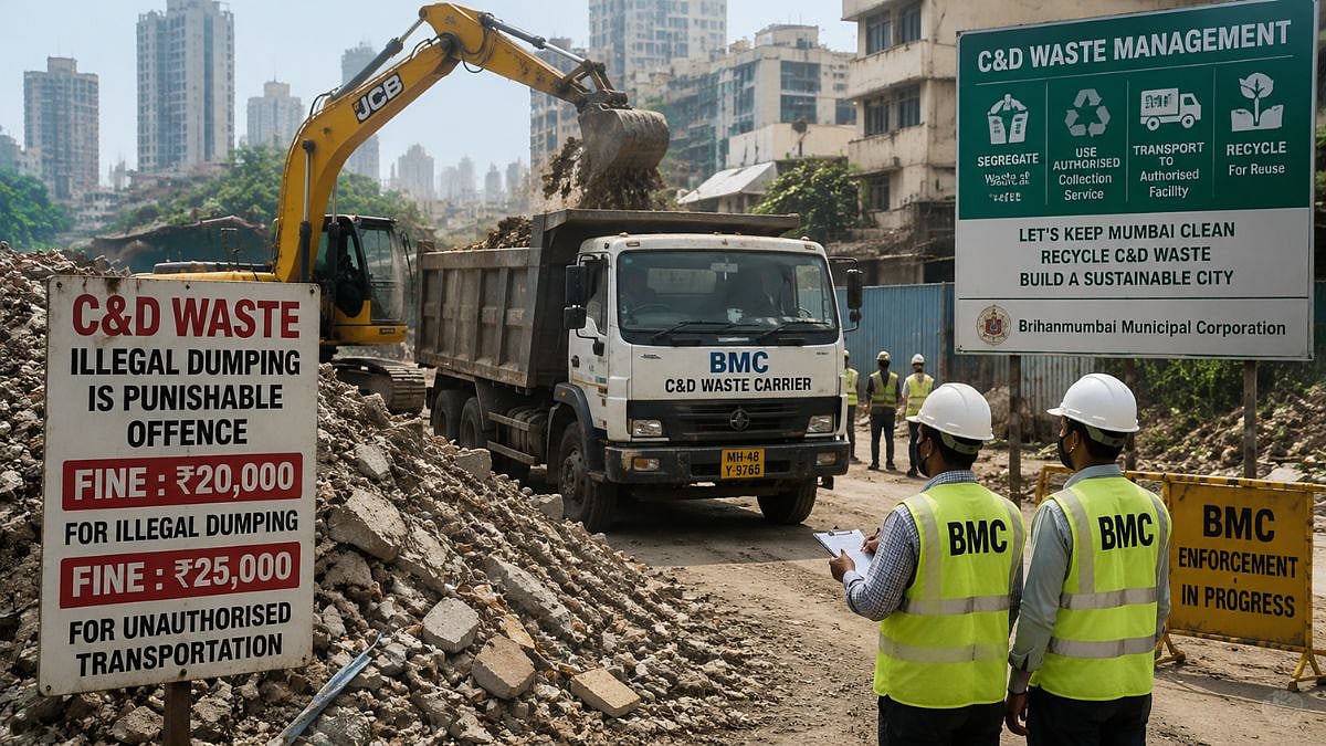Mumbai: BMC Collects 1.03 Lakh MT C&D Waste, Recovers ₹23.1 Lakh In Fines During Illegal Dumping Crackdown